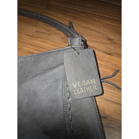 Shasa + Sofi Satchel Bag Purse Vegan Leather Gray 13x16 - Picture 2 of 6